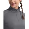 image:imageMAGCOMSEN Quarter Zip Pullover Women Fleece Shirt Thermal Long Sleeve Athletic Running Tops Thumb HoleDark Grey