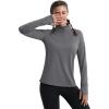 image:imageMAGCOMSEN Quarter Zip Pullover Women Fleece Shirt Thermal Long Sleeve Athletic Running Tops Thumb HoleDark Grey