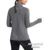 image:imageMAGCOMSEN Quarter Zip Pullover Women Fleece Shirt Thermal Long Sleeve Athletic Running Tops Thumb HoleDark Grey