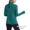 image:imageMAGCOMSEN Quarter Zip Pullover Women Fleece Shirt Thermal Long Sleeve Athletic Running Tops Thumb HoleEmerald Green