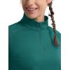 image:imageMAGCOMSEN Quarter Zip Pullover Women Fleece Shirt Thermal Long Sleeve Athletic Running Tops Thumb HoleEmerald Green