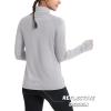 image:imageMAGCOMSEN Quarter Zip Pullover Women Fleece Shirt Thermal Long Sleeve Athletic Running Tops Thumb HoleLight Grey