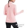 image:imageMAGCOMSEN Quarter Zip Pullover Women Fleece Shirt Thermal Long Sleeve Athletic Running Tops Thumb HoleLight Pink