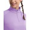 image:imageMAGCOMSEN Quarter Zip Pullover Women Fleece Shirt Thermal Long Sleeve Athletic Running Tops Thumb HoleLight Purple