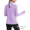 image:imageMAGCOMSEN Quarter Zip Pullover Women Fleece Shirt Thermal Long Sleeve Athletic Running Tops Thumb HoleLight Purple