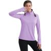image:imageMAGCOMSEN Quarter Zip Pullover Women Fleece Shirt Thermal Long Sleeve Athletic Running Tops Thumb HoleLight Purple