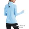 image:imageMAGCOMSEN Quarter Zip Pullover Women Fleece Shirt Thermal Long Sleeve Athletic Running Tops Thumb HoleLight Sky Blue