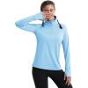 image:imageMAGCOMSEN Quarter Zip Pullover Women Fleece Shirt Thermal Long Sleeve Athletic Running Tops Thumb HoleLight Sky Blue