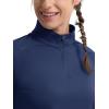 image:imageMAGCOMSEN Quarter Zip Pullover Women Fleece Shirt Thermal Long Sleeve Athletic Running Tops Thumb HoleNavy