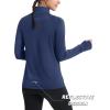 image:imageMAGCOMSEN Quarter Zip Pullover Women Fleece Shirt Thermal Long Sleeve Athletic Running Tops Thumb HoleNavy