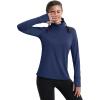 image:imageMAGCOMSEN Quarter Zip Pullover Women Fleece Shirt Thermal Long Sleeve Athletic Running Tops Thumb HoleNavy