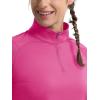 image:imageMAGCOMSEN Quarter Zip Pullover Women Fleece Shirt Thermal Long Sleeve Athletic Running Tops Thumb HoleRose Red