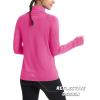 image:imageMAGCOMSEN Quarter Zip Pullover Women Fleece Shirt Thermal Long Sleeve Athletic Running Tops Thumb HoleRose Red