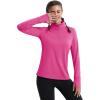image:imageMAGCOMSEN Quarter Zip Pullover Women Fleece Shirt Thermal Long Sleeve Athletic Running Tops Thumb HoleRose Red