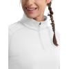 image:imageMAGCOMSEN Quarter Zip Pullover Women Fleece Shirt Thermal Long Sleeve Athletic Running Tops Thumb HoleWhite
