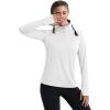 image:imageMAGCOMSEN Quarter Zip Pullover Women Fleece Shirt Thermal Long Sleeve Athletic Running Tops Thumb HoleWhite