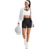 image:imageMAGCOMSEN Womens Biker Shorts 5 Pockets No Front Seam High Waisted Tummy Control Yoga Gym Workout ShortsBlack