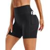 image:imageMAGCOMSEN Womens Biker Shorts 5 Pockets No Front Seam High Waisted Tummy Control Yoga Gym Workout ShortsBlack
