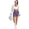 image:imageMAGCOMSEN Womens Biker Shorts 5 Pockets No Front Seam High Waisted Tummy Control Yoga Gym Workout ShortsDark Purple