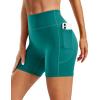 image:imageMAGCOMSEN Womens Biker Shorts 5 Pockets No Front Seam High Waisted Tummy Control Yoga Gym Workout ShortsEmerald Green