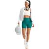 image:imageMAGCOMSEN Womens Biker Shorts 5 Pockets No Front Seam High Waisted Tummy Control Yoga Gym Workout ShortsEmerald Green