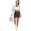 image:imageMAGCOMSEN Womens Biker Shorts 5 Pockets No Front Seam High Waisted Tummy Control Yoga Gym Workout ShortsGrey