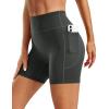 image:imageMAGCOMSEN Womens Biker Shorts 5 Pockets No Front Seam High Waisted Tummy Control Yoga Gym Workout ShortsGrey