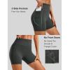 image:imageMAGCOMSEN Womens Biker Shorts 5 Pockets No Front Seam High Waisted Tummy Control Yoga Gym Workout ShortsGrey