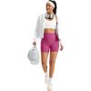 image:imageMAGCOMSEN Womens Biker Shorts 5 Pockets No Front Seam High Waisted Tummy Control Yoga Gym Workout ShortsHot Pink