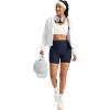 image:imageMAGCOMSEN Womens Biker Shorts 5 Pockets No Front Seam High Waisted Tummy Control Yoga Gym Workout ShortsNavy