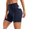 image:imageMAGCOMSEN Womens Biker Shorts 5 Pockets No Front Seam High Waisted Tummy Control Yoga Gym Workout ShortsNavy