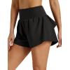 image:imageMAGCOMSEN Womens High Waisted Running Shorts 25 Quick Dry Athletic Workout Flowy Ruffle Shorts with Liner Zip PocketsBlack