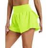 image:imageMAGCOMSEN Womens High Waisted Running Shorts 25 Quick Dry Athletic Workout Flowy Ruffle Shorts with Liner Zip PocketsGreen