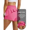 image:imageMAGCOMSEN Womens High Waisted Running Shorts 25 Quick Dry Athletic Workout Flowy Ruffle Shorts with Liner Zip PocketsHot Pink