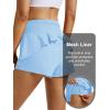 image:imageMAGCOMSEN Womens High Waisted Running Shorts 25 Quick Dry Athletic Workout Flowy Ruffle Shorts with Liner Zip PocketsLight Blue
