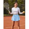 image:imageMAGCOMSEN Womens High Waisted Running Shorts 25 Quick Dry Athletic Workout Flowy Ruffle Shorts with Liner Zip PocketsLight Blue