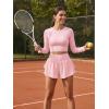 image:imageMAGCOMSEN Womens High Waisted Running Shorts 25 Quick Dry Athletic Workout Flowy Ruffle Shorts with Liner Zip PocketsLight Pink
