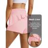 image:imageMAGCOMSEN Womens High Waisted Running Shorts 25 Quick Dry Athletic Workout Flowy Ruffle Shorts with Liner Zip PocketsLight Pink