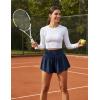 image:imageMAGCOMSEN Womens High Waisted Running Shorts 25 Quick Dry Athletic Workout Flowy Ruffle Shorts with Liner Zip PocketsNavy Blue