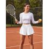 image:imageMAGCOMSEN Womens High Waisted Running Shorts 25 Quick Dry Athletic Workout Flowy Ruffle Shorts with Liner Zip PocketsWhite