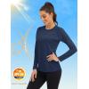 image:imageMAGCOMSEN Womens Long Sleeve Shirts UPF 50 Sun Protection Quick Dry Swim Shirt for Rash Guard Fishing Workout 2 Pack2 Packblack navy