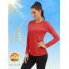 image:imageMAGCOMSEN Womens Long Sleeve Shirts UPF 50 Sun Protection Quick Dry Swim Shirt for Rash Guard Fishing Workout 2 Pack2 Packblack tomato Red