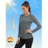 image:imageMAGCOMSEN Womens Long Sleeve Shirts UPF 50 Sun Protection Quick Dry Swim Shirt for Rash Guard Fishing Workout 2 Pack2 Packdark Grey white