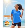 image:imageMAGCOMSEN Womens Workout Tops Short Sleeve Shirts UPF 50 Quick Dry Athletic Sun Protection Rash Guard for WomenAzure