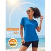 image:imageMAGCOMSEN Womens Workout Tops Short Sleeve Shirts UPF 50 Quick Dry Athletic Sun Protection Rash Guard for WomenBlue Green