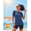 image:imageMAGCOMSEN Womens Workout Tops Short Sleeve Shirts UPF 50 Quick Dry Athletic Sun Protection Rash Guard for WomenBlue Grey