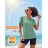 image:imageMAGCOMSEN Womens Workout Tops Short Sleeve Shirts UPF 50 Quick Dry Athletic Sun Protection Rash Guard for WomenGrey Green