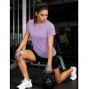 image:imageMAGCOMSEN Womens Workout Tops Short Sleeve Shirts UPF 50 Quick Dry Athletic Sun Protection Rash Guard for WomenGrey Pruple