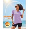 image:imageMAGCOMSEN Womens Workout Tops Short Sleeve Shirts UPF 50 Quick Dry Athletic Sun Protection Rash Guard for WomenGrey Pruple