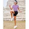 image:imageMAGCOMSEN Womens Workout Tops Short Sleeve Shirts UPF 50 Quick Dry Athletic Sun Protection Rash Guard for WomenGrey Pruple